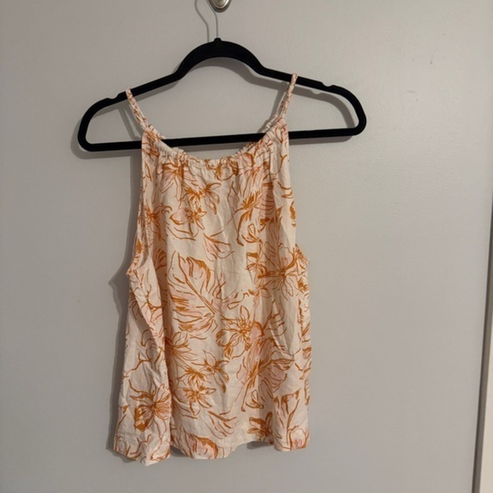 Joie Linen Blend Sleeveless Tank Top XL Breezy Floral Coastal Linen Blouse